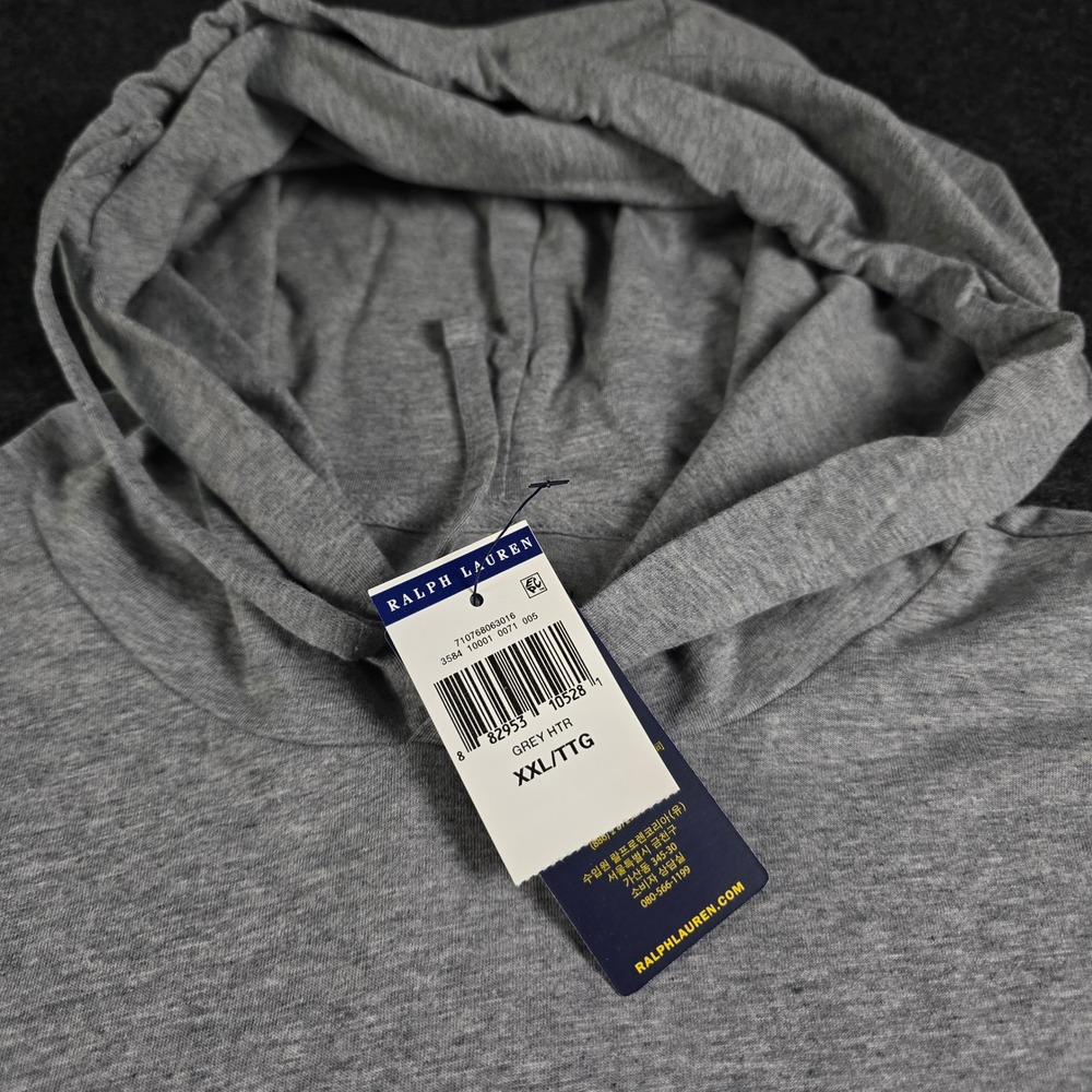 Polo Ralph Lauren Grey Heather Lightweight Hoodie Cotton Jersey Men's XXL NWT - Picture 4 of 13
